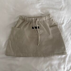 Essentials Beige Mini Skirt with Drawstring